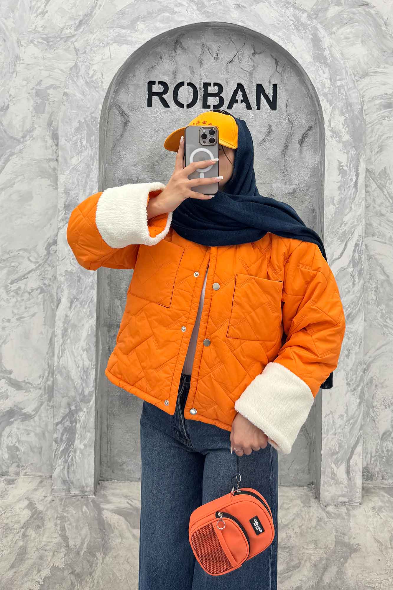 کاپشن امبوردی آستین و یقه تدی SG