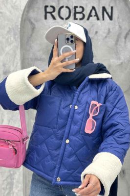 کاپشن امبوردی آستین و یقه تدی SG