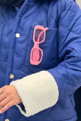 کاپشن امبوردی آستین و یقه تدی SG