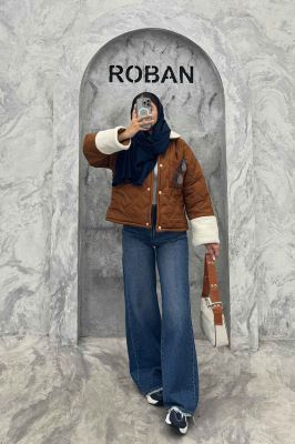 کاپشن امبوردی آستین و یقه تدی SG