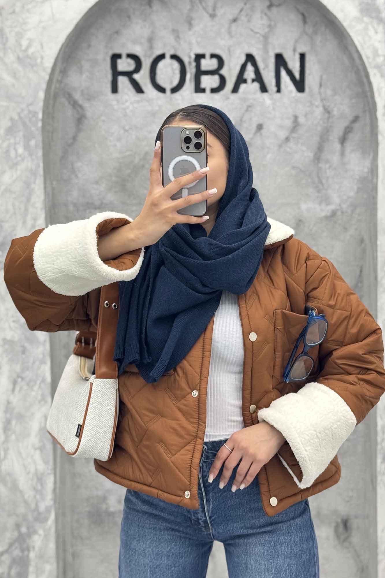 کاپشن امبوردی آستین و یقه تدی SG