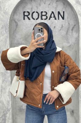 کاپشن امبوردی آستین و یقه تدی SG