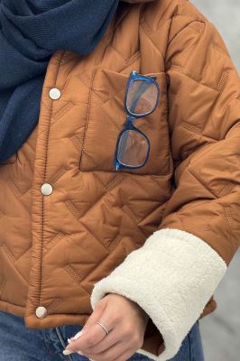 کاپشن امبوردی آستین و یقه تدی SG