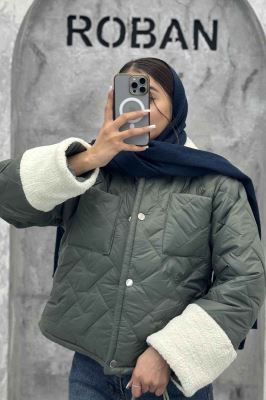 کاپشن امبوردی آستین و یقه تدی SG