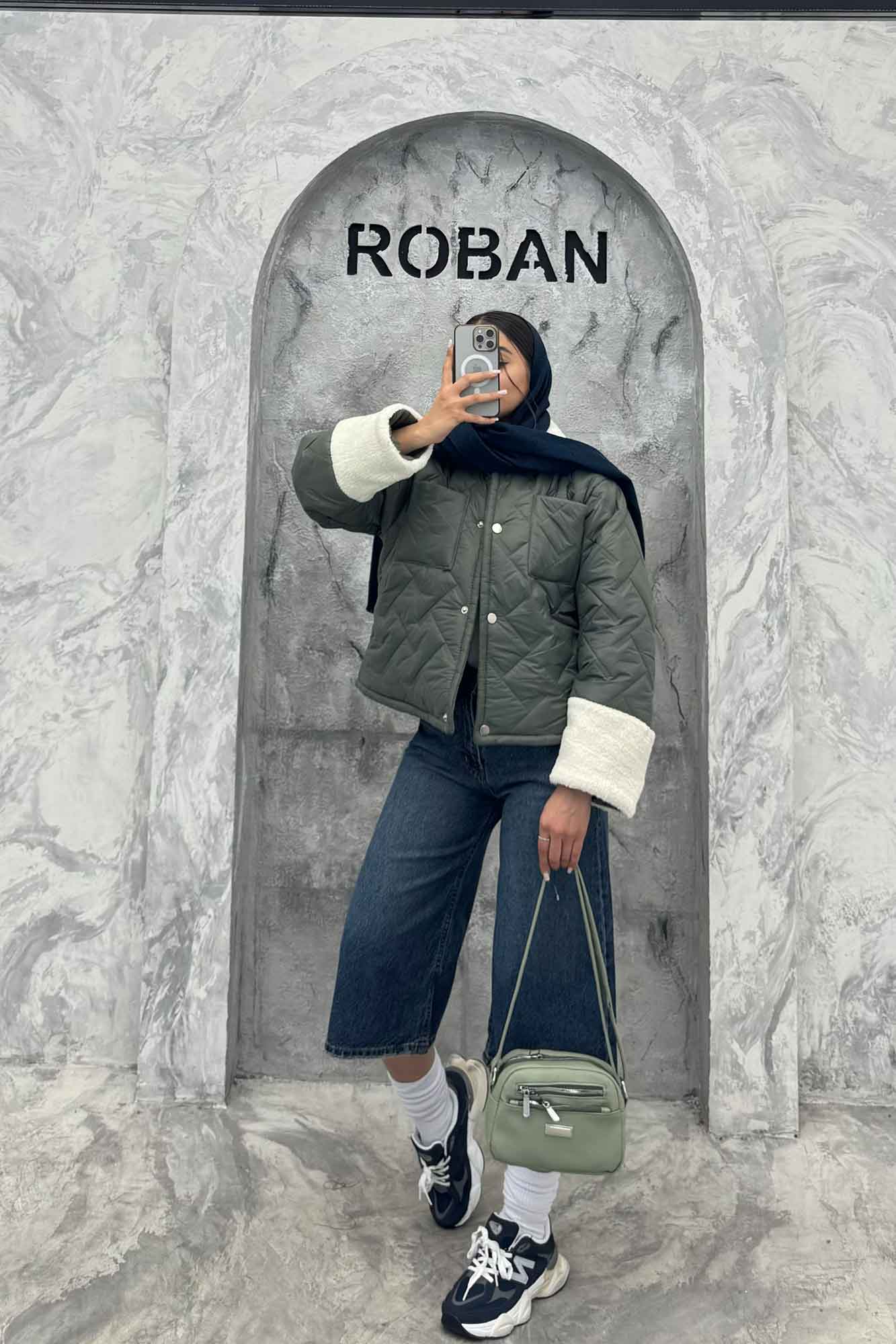 کاپشن امبوردی آستین و یقه تدی SG