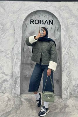 کاپشن امبوردی آستین و یقه تدی SG