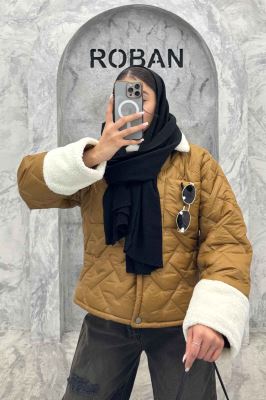 کاپشن امبوردی آستین و یقه تدی SG