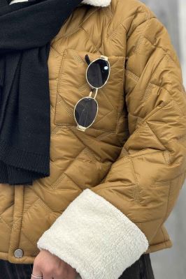 کاپشن امبوردی آستین و یقه تدی SG