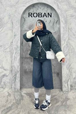 کاپشن امبوردی آستین و یقه تدی SG