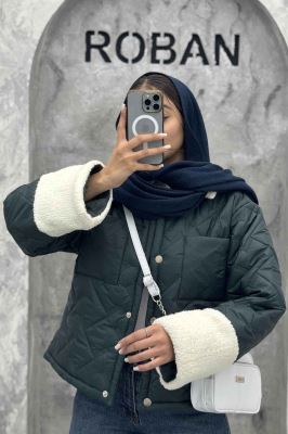 کاپشن امبوردی آستین و یقه تدی SG