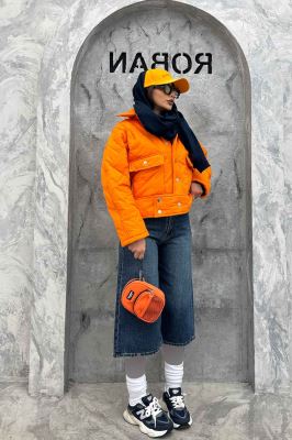 کاپشن امبوردی دکمه زاماک دو جیب پاکتی SG