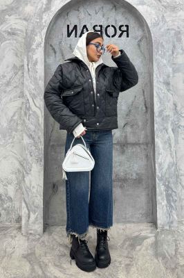 کاپشن امبوردی دکمه زاماک دو جیب پاکتی SG