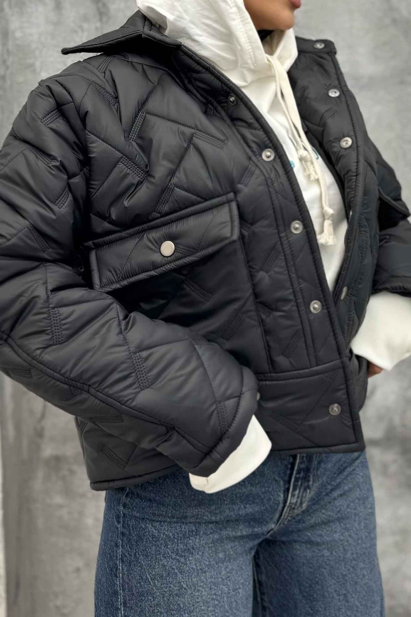 کاپشن امبوردی دکمه زاماک دو جیب پاکتی SG