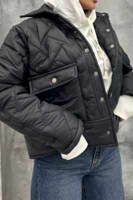 کاپشن امبوردی دکمه زاماک دو جیب پاکتی SG