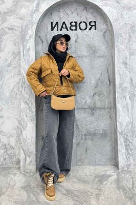 کاپشن امبوردی دکمه زاماک دو جیب پاکتی SG