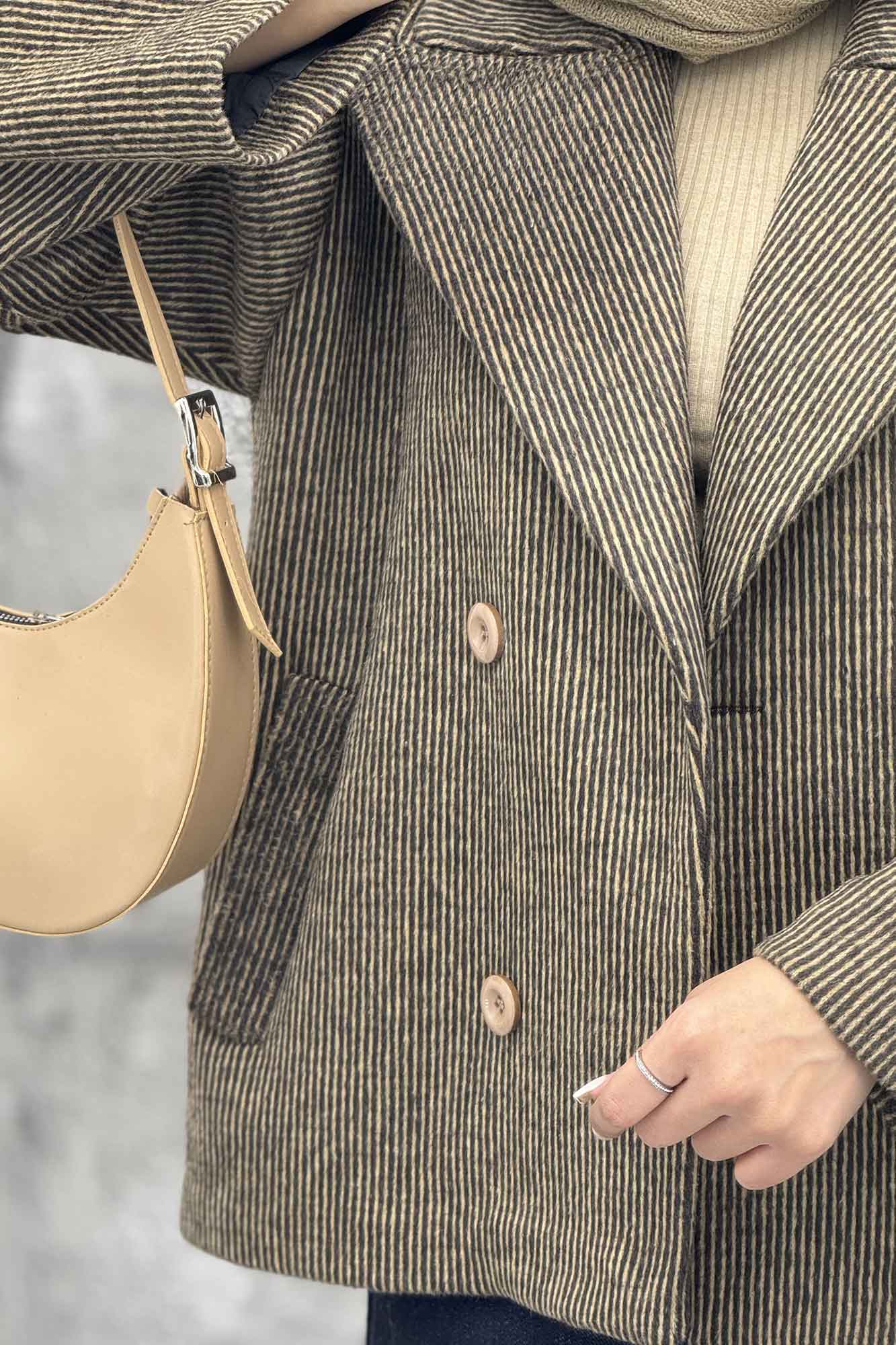 کت آستردار توییت پشمی 4 دکمه بریتنی