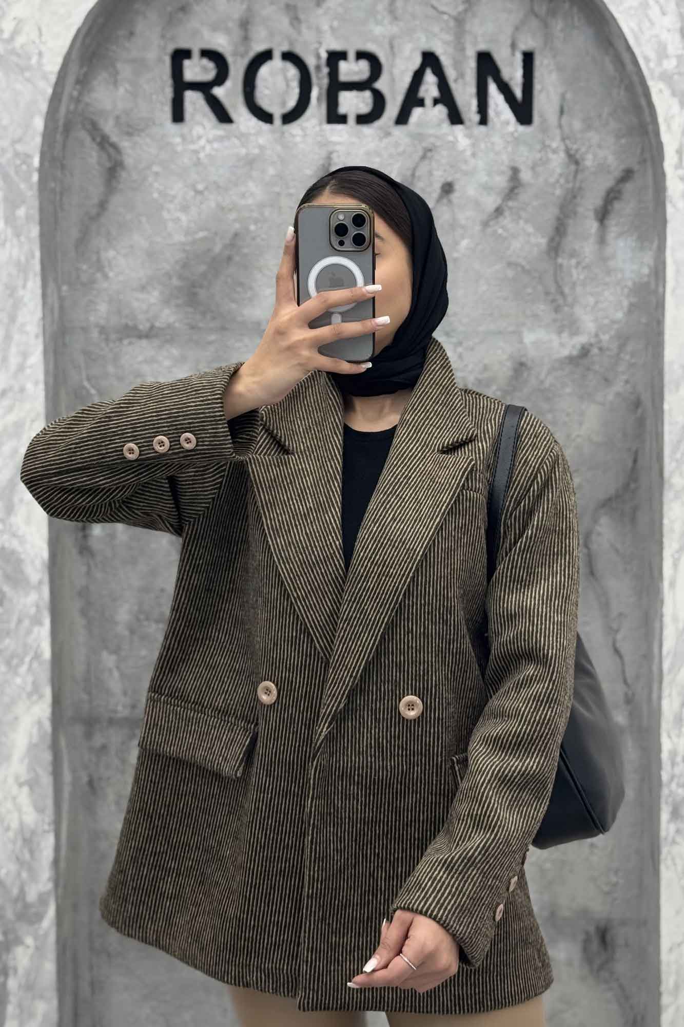 کت توییت پشمی آستردار جیب نما ژاسمین