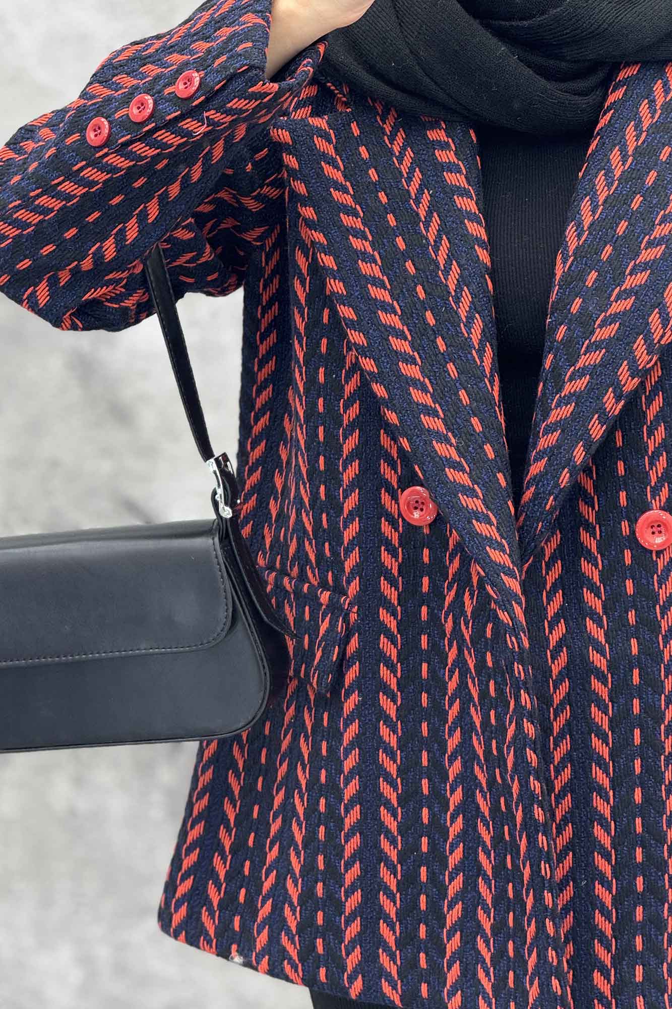 کت توییت پشمی آستردار جیب نما ژاسمین