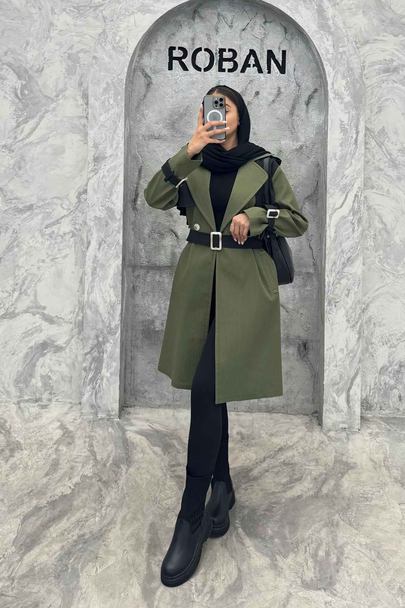 ترنچ کت بلند طرح ژیله سانتانا کرکره ای 