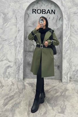 ترنچ کت بلند طرح ژیله سانتانا کرکره ای 