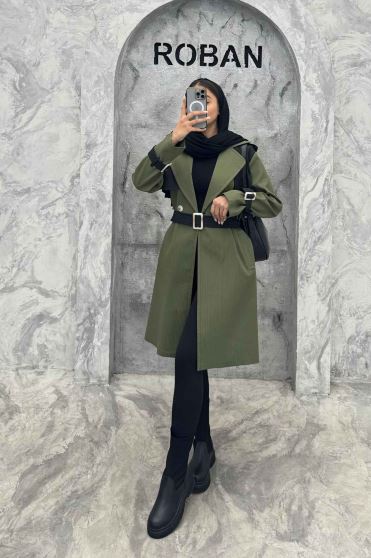 ترنچ کت بلند طرح ژیله سانتانا کرکره ای 