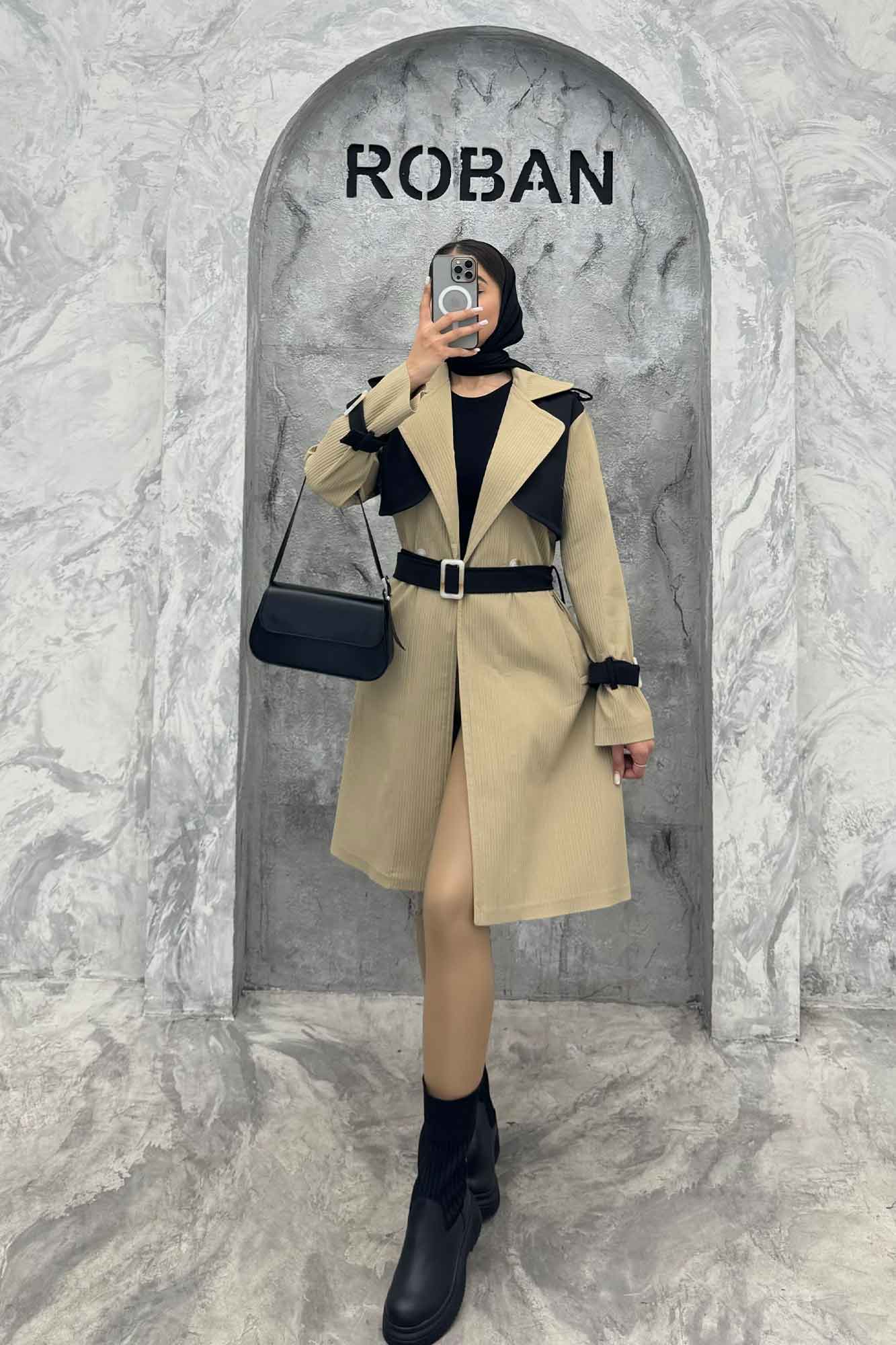 ترنچ کت بلند طرح ژیله سانتانا کرکره ای 