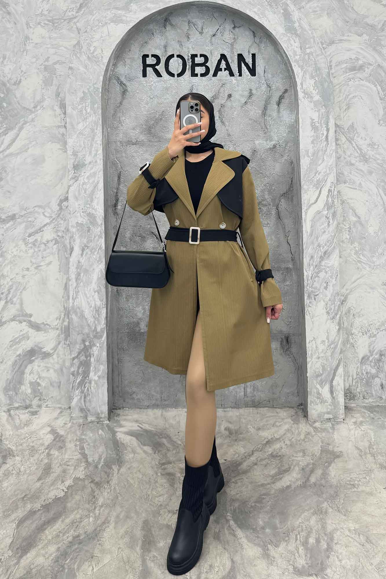 ترنچ کت بلند طرح ژیله سانتانا کرکره ای 