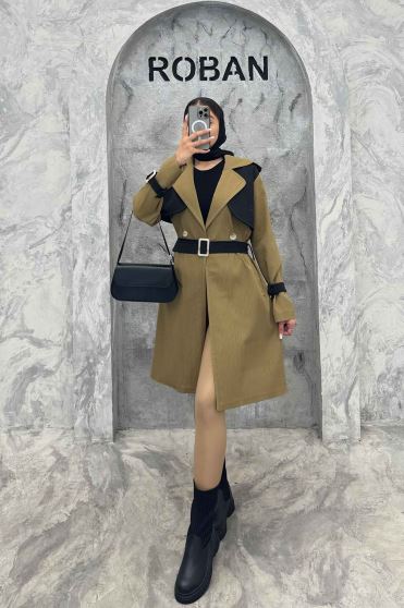 ترنچ کت بلند طرح ژیله سانتانا کرکره ای 