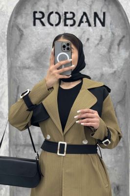 ترنچ کت بلند طرح ژیله سانتانا کرکره ای 