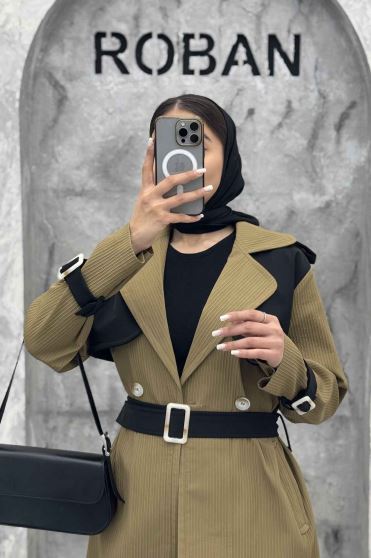 ترنچ کت بلند طرح ژیله سانتانا کرکره ای 