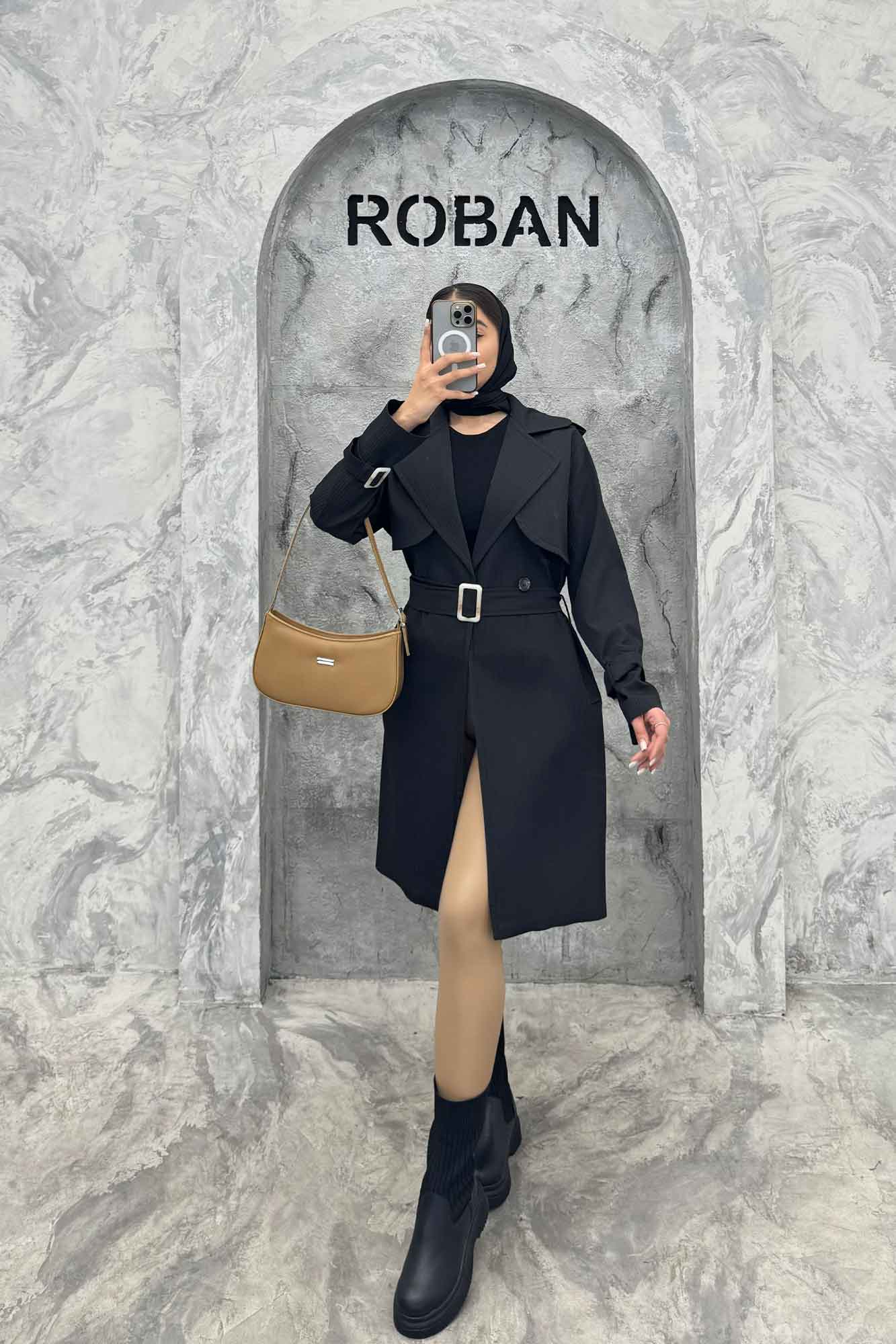 ترنچ کت بلند طرح ژیله سانتانا کرکره ای 