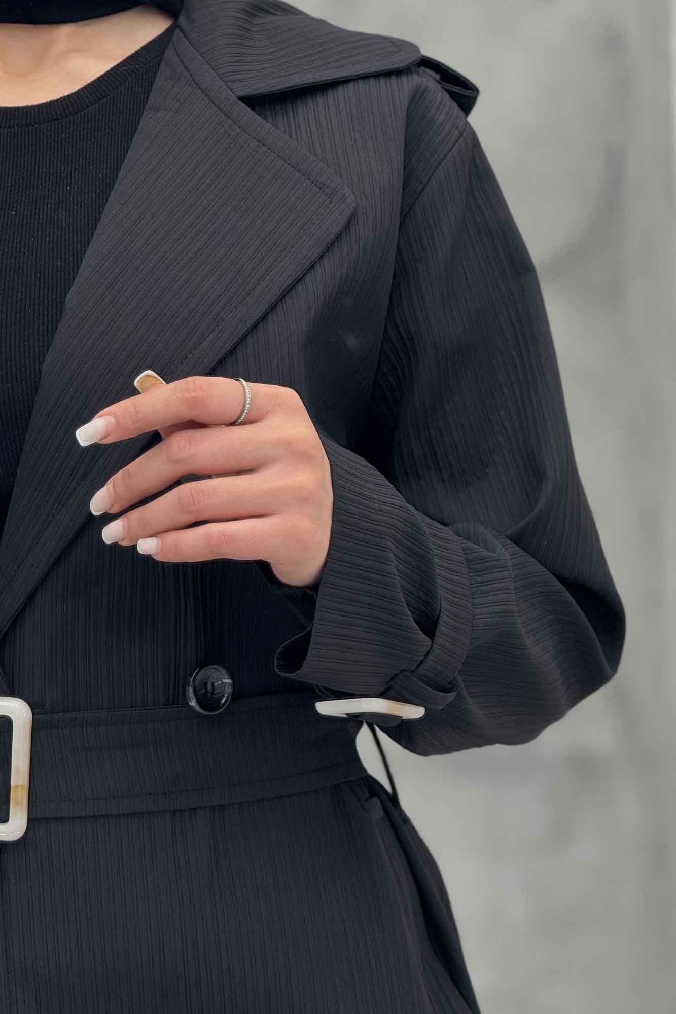 ترنچ کت بلند طرح ژیله سانتانا کرکره ای 