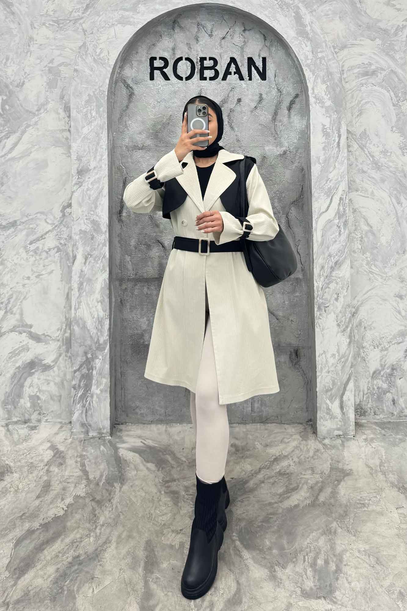 ترنچ کت بلند طرح ژیله سانتانا کرکره ای 