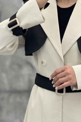 ترنچ کت بلند طرح ژیله سانتانا کرکره ای 