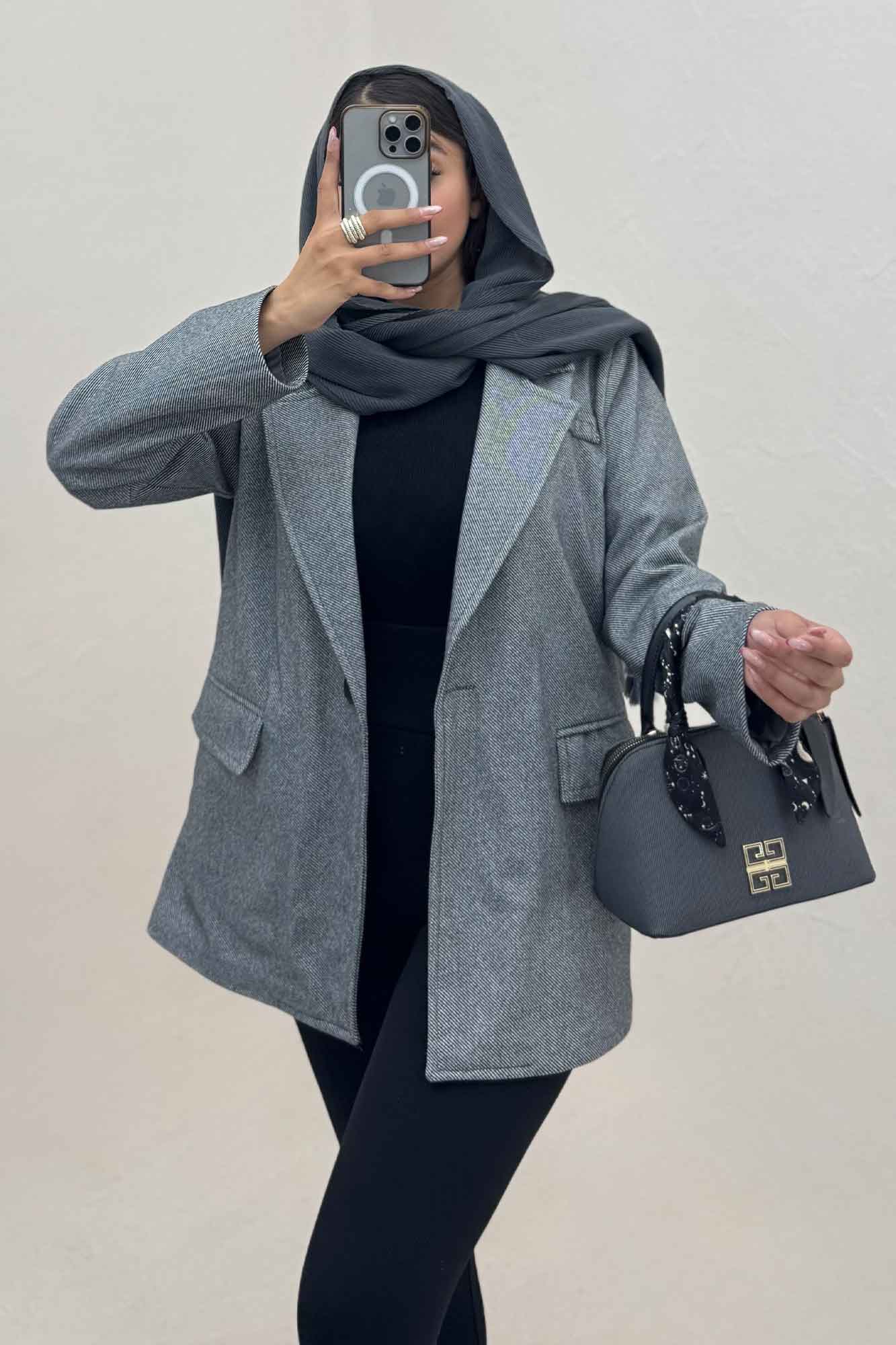 کت فوتر کجراه آستردار تک دکمه