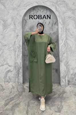 مانتو کفتان شانتون آستین سه رب دو جیب پاکتی