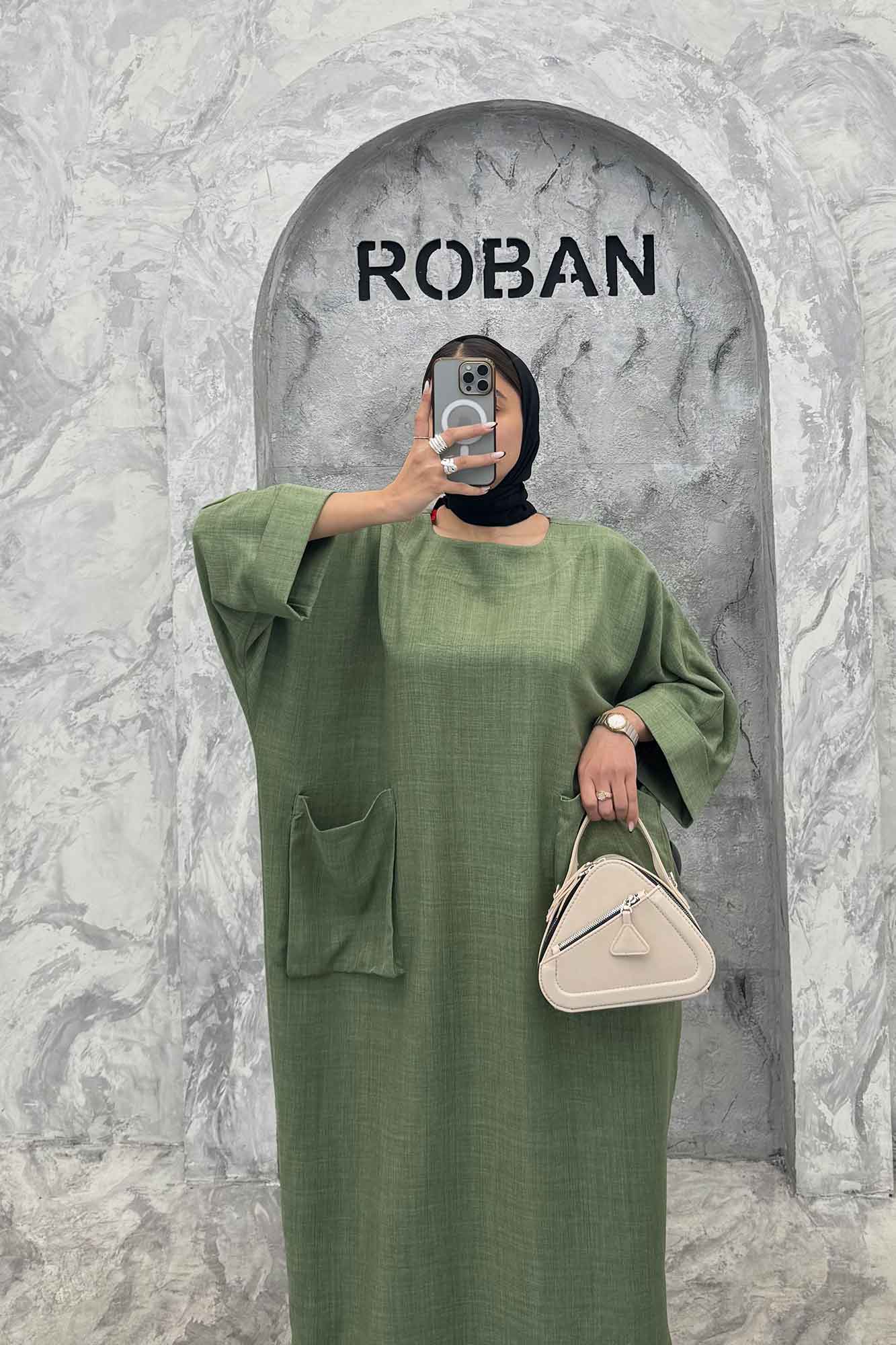 مانتو کفتان شانتون آستین سه رب دو جیب پاکتی