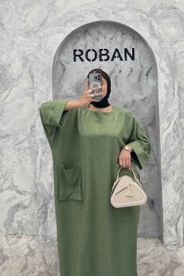 مانتو کفتان شانتون آستین سه رب دو جیب پاکتی