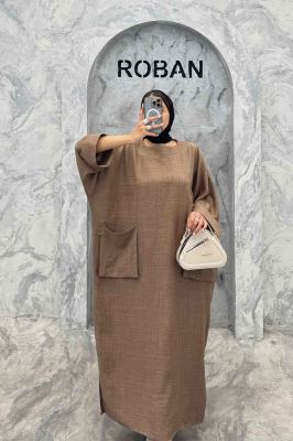 مانتو کفتان شانتون آستین سه رب دو جیب پاکتی 