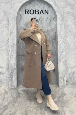 پالتو فوتر کجراه برجسته دو جیب هلال آمور