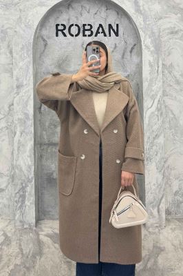 پالتو فوتر کجراه برجسته دو جیب هلال آمور