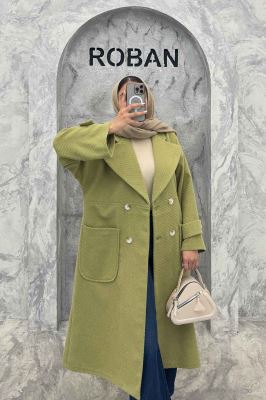 پالتو فوتر کجراه برجسته دو جیب هلال آمور