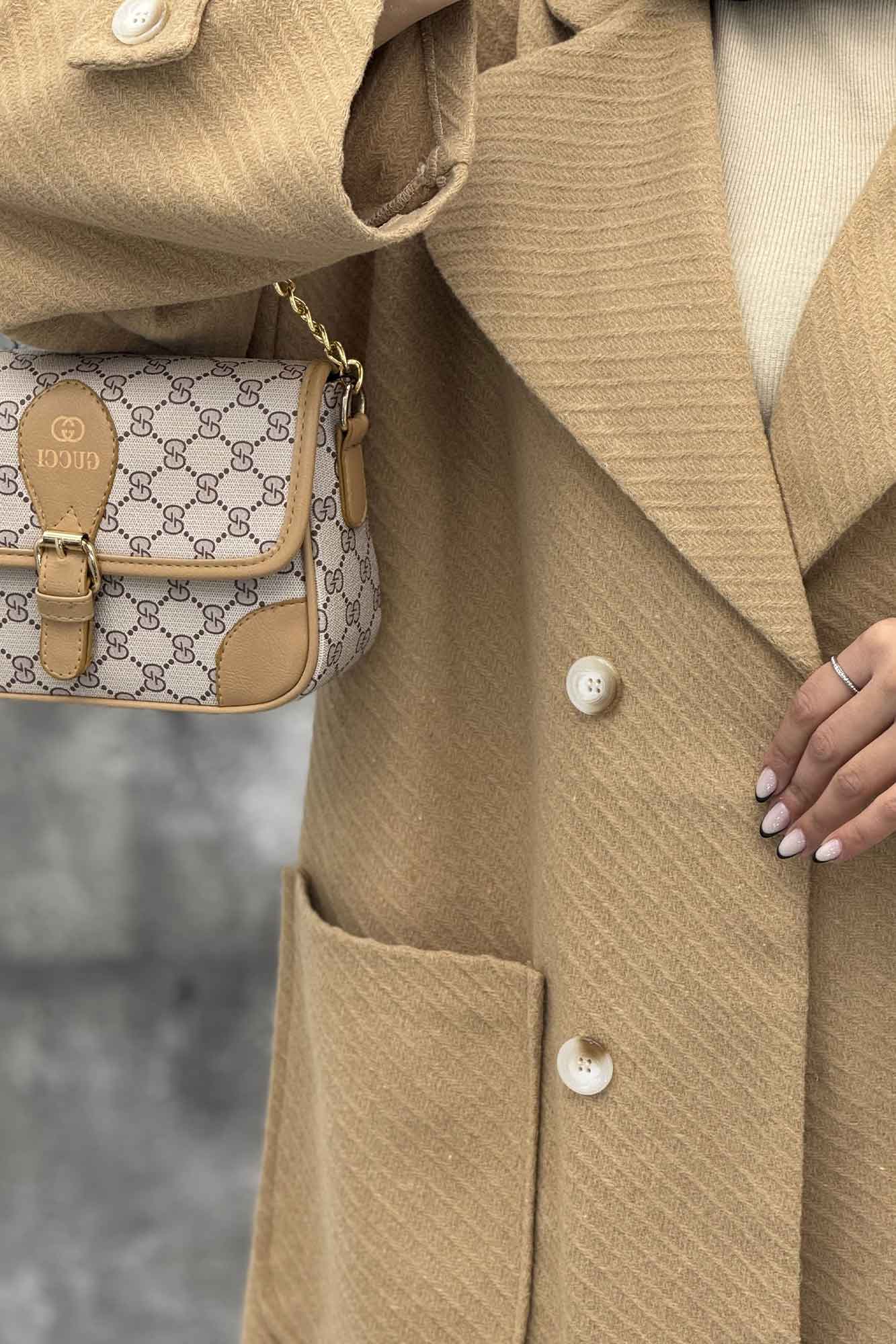 پالتو فوتر کجراه برجسته دو جیب هلال آمور