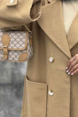 پالتو فوتر کجراه برجسته دو جیب هلال آمور