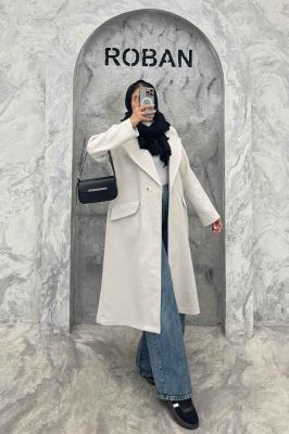 پالتو فوتر کجراه برجسته یقه انگلیسی تک دکمه