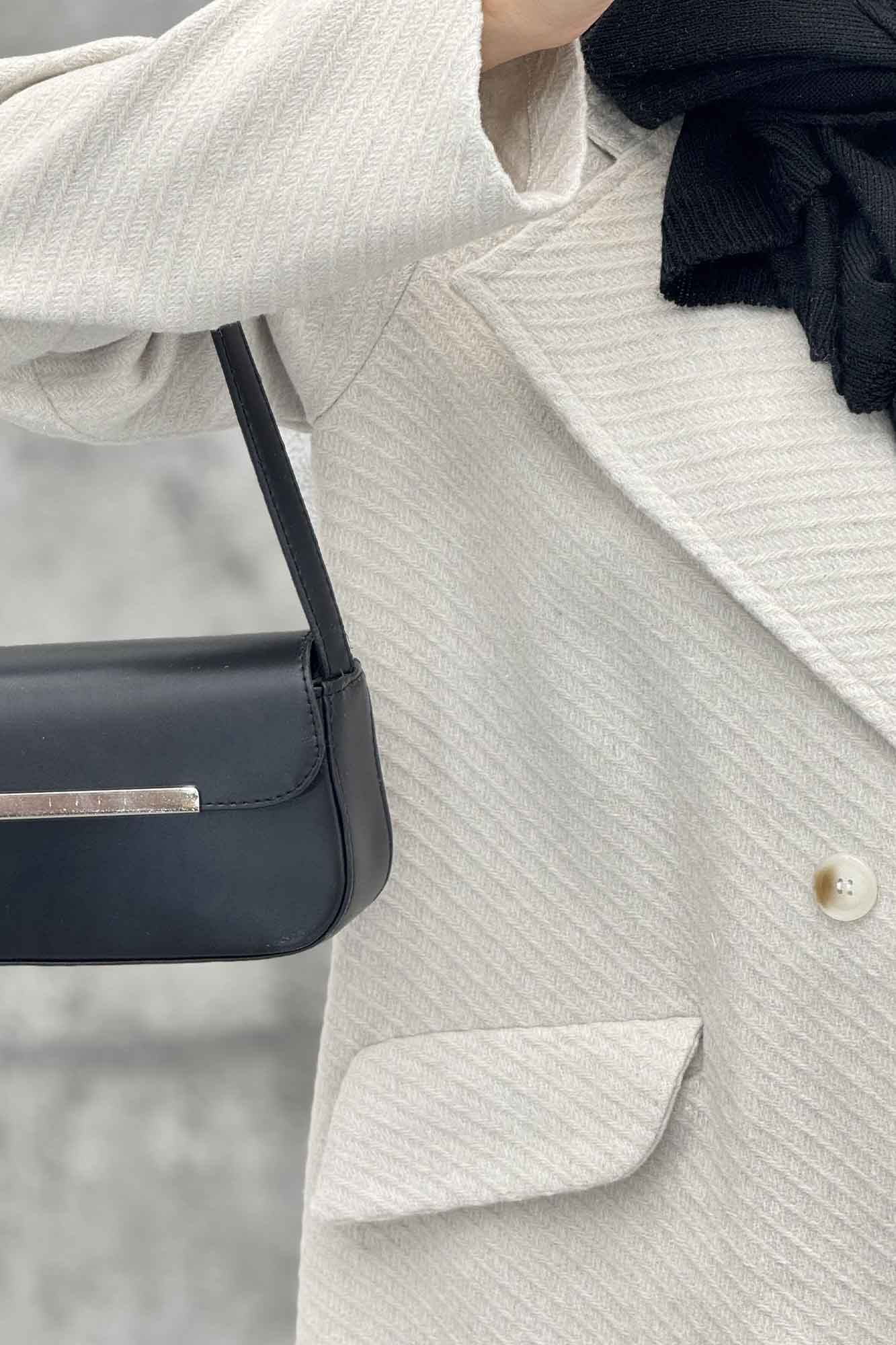 پالتو فوتر کجراه برجسته یقه انگلیسی تک دکمه