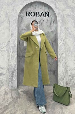 پالتو فوتر کجراه برجسته یقه انگلیسی تک دکمه