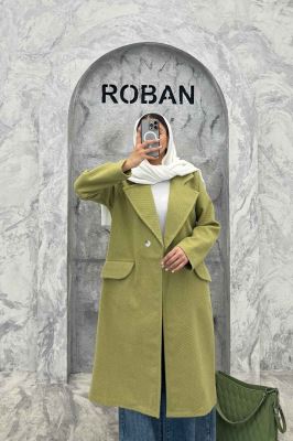 پالتو فوتر کجراه برجسته یقه انگلیسی تک دکمه