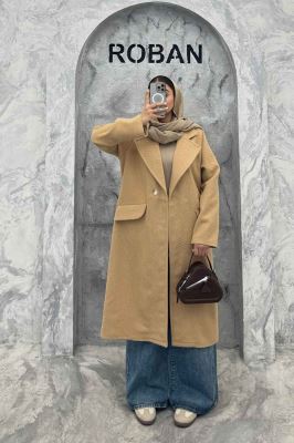 پالتو فوتر کجراه برجسته یقه انگلیسی تک دکمه