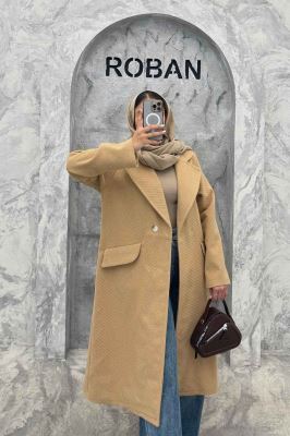 پالتو فوتر کجراه برجسته یقه انگلیسی تک دکمه